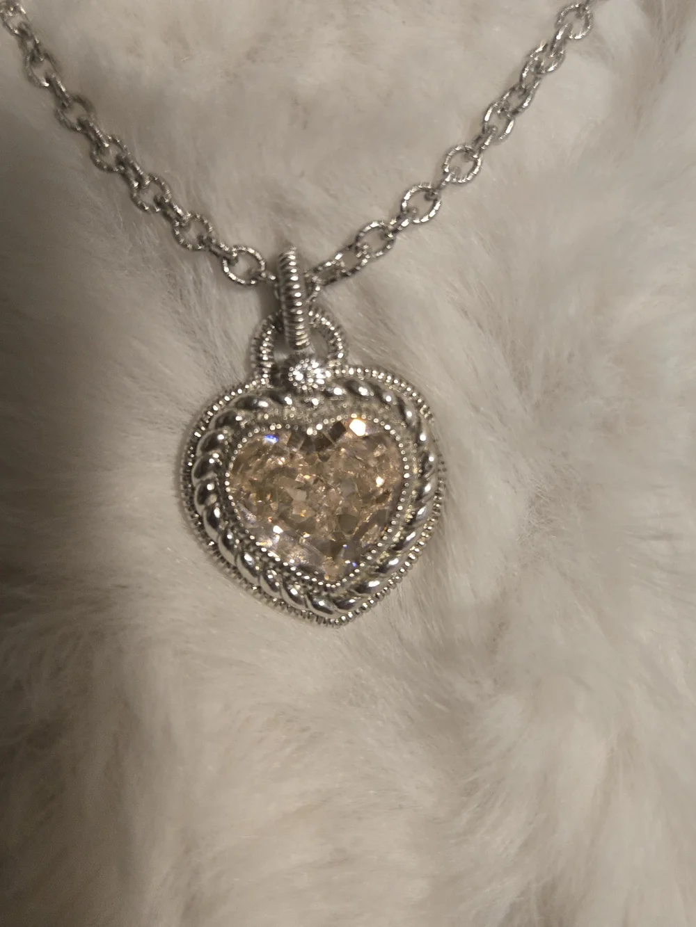 Judith Ripka Silver Heart Pendant with Champagne Stone